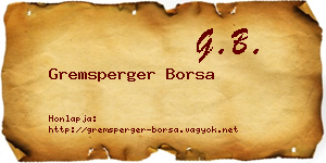 Gremsperger Borsa névjegykártya